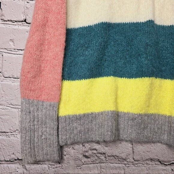 Lou & Grey For Loft Wool Alpaca Blend Soft Wide Stripe Cowl Neck Sweater Size S - Picture 7 of 12